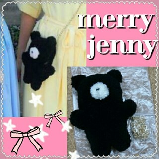 メリージェニー(merry jenny)のmerry jenny ♡ くまさんiPhoneケース 黒(iPhoneケース)