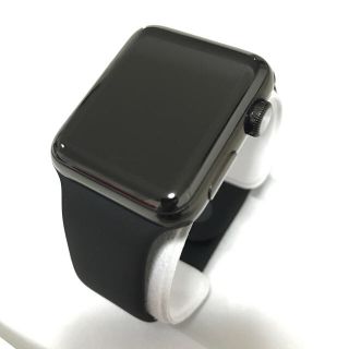 アップルウォッチ(Apple Watch)の【美品】Apple Watch s2 42mm 黒ステン+新品黒スポバン(腕時計(デジタル))