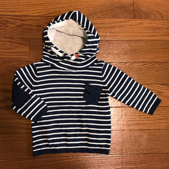 ZARA KIDS(ザラキッズ)のボーダーパーカー キッズ/ベビー/マタニティのベビー服(~85cm)(トレーナー)の商品写真