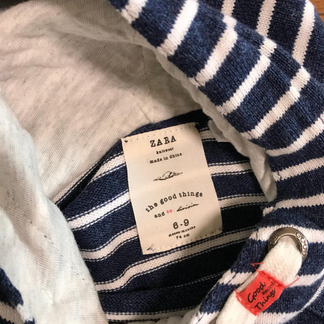 ZARA KIDS(ザラキッズ)のボーダーパーカー キッズ/ベビー/マタニティのベビー服(~85cm)(トレーナー)の商品写真