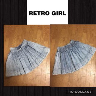 レトロガール(RETRO GIRL)のRETRO GIRL ケミカルウォッシュ プリーツ ウエストリボン テンセル F(ひざ丈スカート)