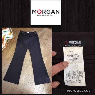 モルガン(MORGAN)のMORGAN スラックス ブーツカット ストレッチ 股下77 チュニジア製(カジュアルパンツ)