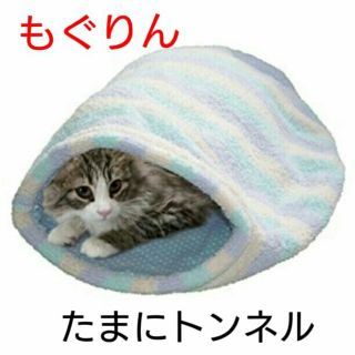 もぐりん【新品】猫布団 猫 ねこ ネコ トンネル 水色ボーダー ねこぶくろ(猫)