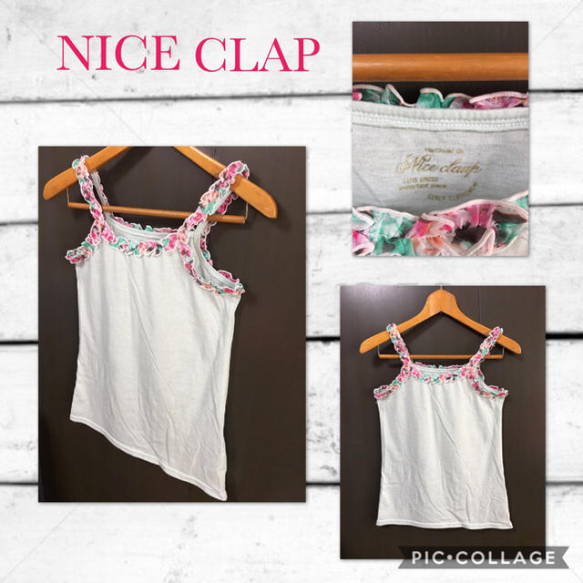 NICE CLAUP(ナイスクラップ)のNICE CLAP キャミソール シフォン フリル レディースS～M 超美品 レディースのトップス(キャミソール)の商品写真