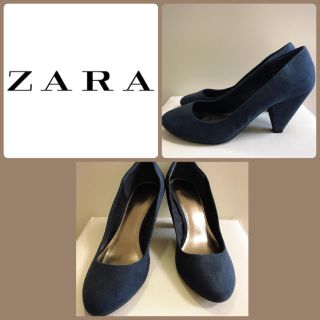 ザラ(ZARA)のZARA♡ネイビースエード パンプス♡(ハイヒール/パンプス)