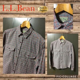 エルエルビーン(L.L.Bean)のL.L.Bean 長袖シャツ チェックフラップポケット 日本製 レディースM～L(シャツ/ブラウス(長袖/七分))