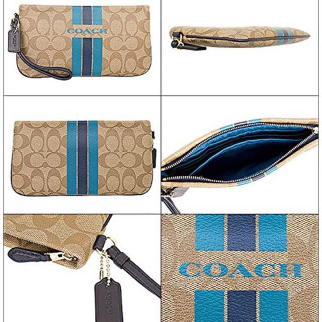 COACH(コーチ)の新品 箱付き コーチ COACH シグネチャー ストライプ リストレット レディースのファッション小物(ポーチ)の商品写真