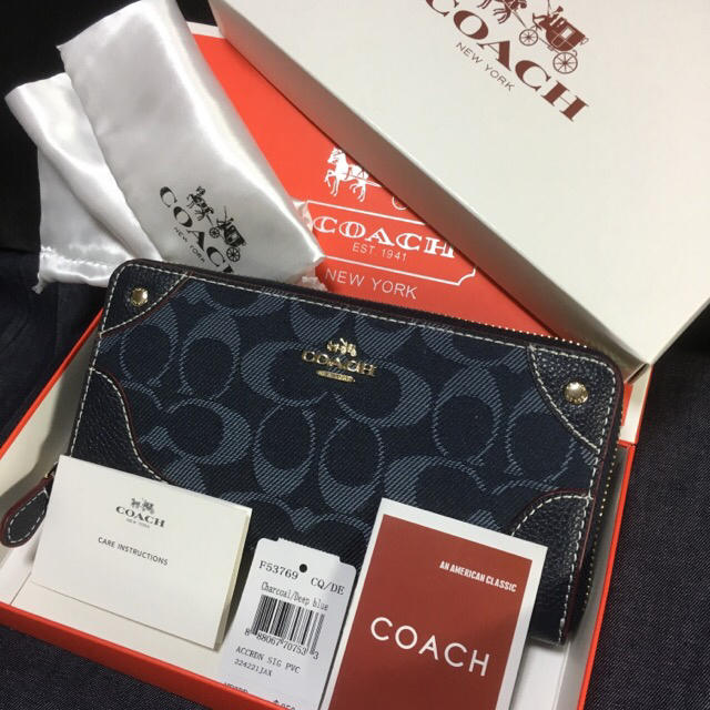 COACH(コーチ)の閉店セール！新品コーチ ラウンドファスナー長財布 F53769ミッドナイトブルー レディースのファッション小物(財布)の商品写真
