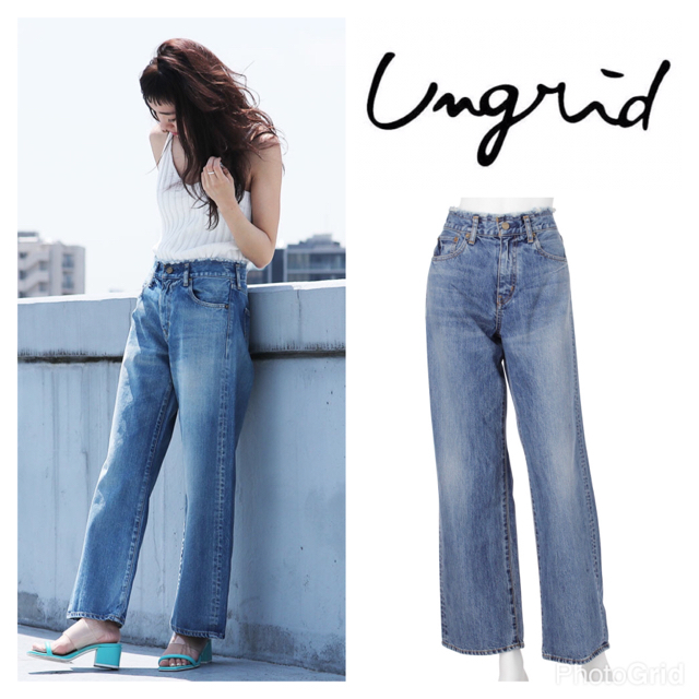 【新品】Ungrid 2017SS ウエストクラッシュワイドデニム