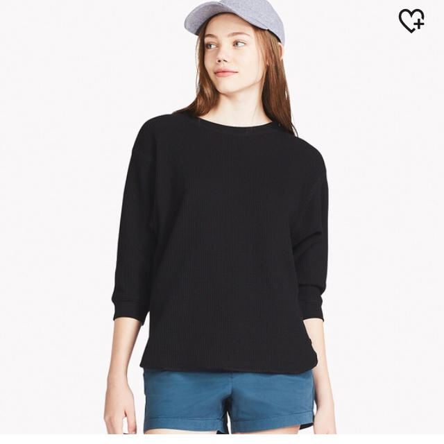 UNIQLO(ユニクロ)のユニクロ ワッフルクルーネックTシャツ レディースのトップス(Tシャツ(長袖/七分))の商品写真