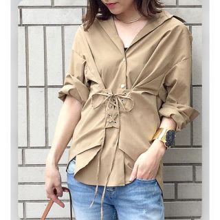 ラウンジドレス(Loungedress)の2wayシャツ 抜き襟シャツとしてもレースアップシャツとしても◎(シャツ/ブラウス(長袖/七分))