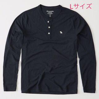 アバクロンビーアンドフィッチ(Abercrombie&Fitch)のmimi様専用♪【L】アバクロメンズヘンリーワンポイント刺繍長袖Tシャツ  紺(Tシャツ/カットソー(七分/長袖))