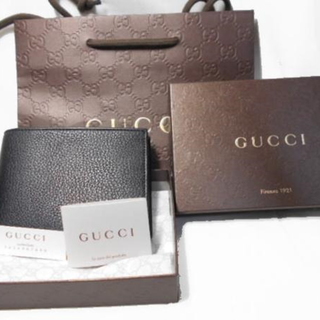 グッチ(Gucci)のグッチ　ＧＵＣＣＩ　定期入れ付財布　本皮　正規品　黒(折り財布)