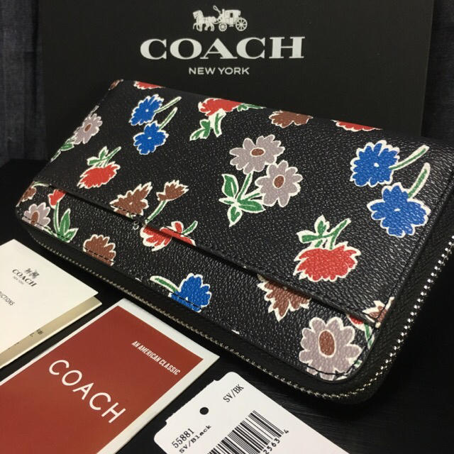 COACH(コーチ)の処分セール❣️新品コーチ 長財布 F55881フローラルブラック レディースのファッション小物(財布)の商品写真