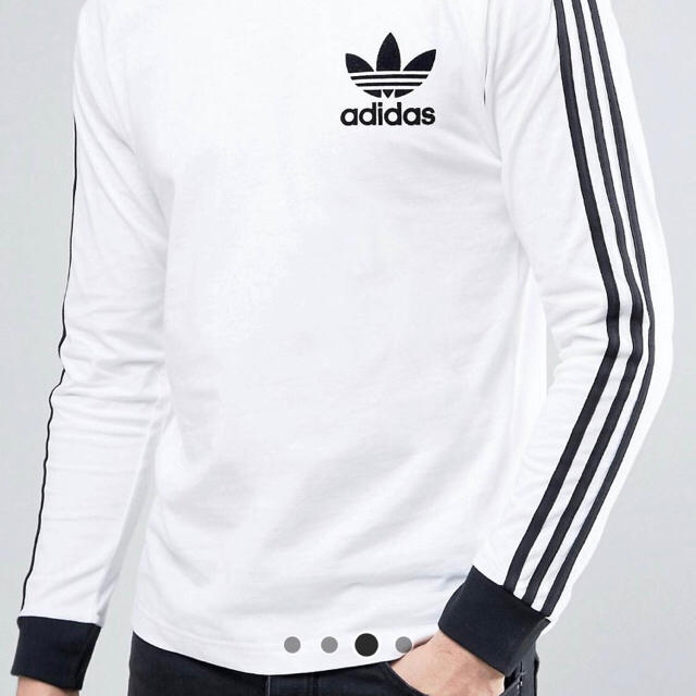 adidas(アディダス)の【 Lサイズ】adidas 新品タグ付 3ストライプ ロングTシャツホワイト メンズのトップス(Tシャツ/カットソー(七分/長袖))の商品写真