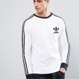 アディダス(adidas)の【 Lサイズ】adidas 新品タグ付 3ストライプ ロングTシャツホワイト(Tシャツ/カットソー(七分/長袖))