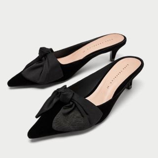 ザラ(ZARA)のZARA ベルベットリボン付きキトンヒールミュール 現在販売中 37サイズ(ミュール)