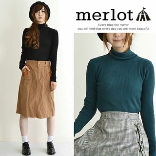 メルロー(merlot)の秋冬新作♡⑅⃝◌*メルロー ハイネック リブニット グリーン 緑(ニット/セーター)