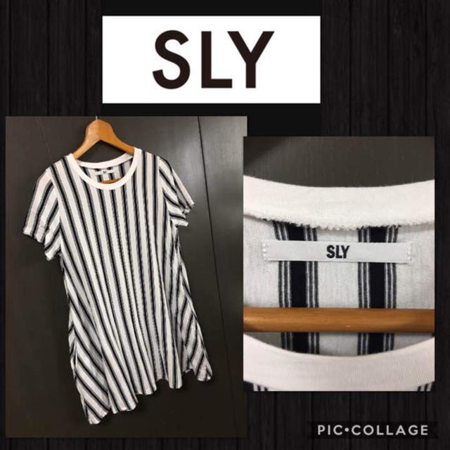SLY(スライ)のセール SLY 半袖ワンピ ストライプ ゆったり 価格¥5332 美品 サイズ1 レディースのワンピース(ひざ丈ワンピース)の商品写真