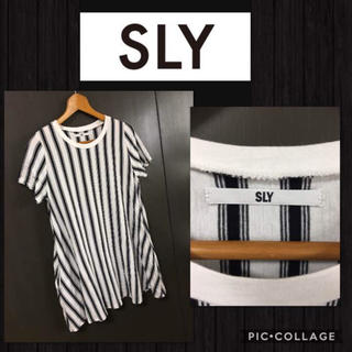 スライ(SLY)のセール SLY 半袖ワンピ ストライプ ゆったり 価格¥5332 美品 サイズ1(ひざ丈ワンピース)