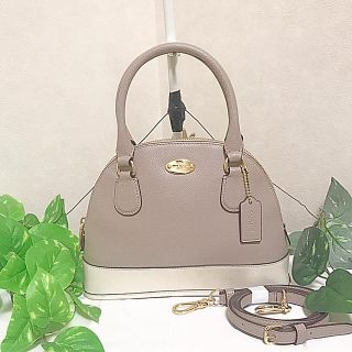 コーチ(COACH)の♡美品COACH レザー ミニ 2wayバッグ グレー×ホワイト♡(ショルダーバッグ)