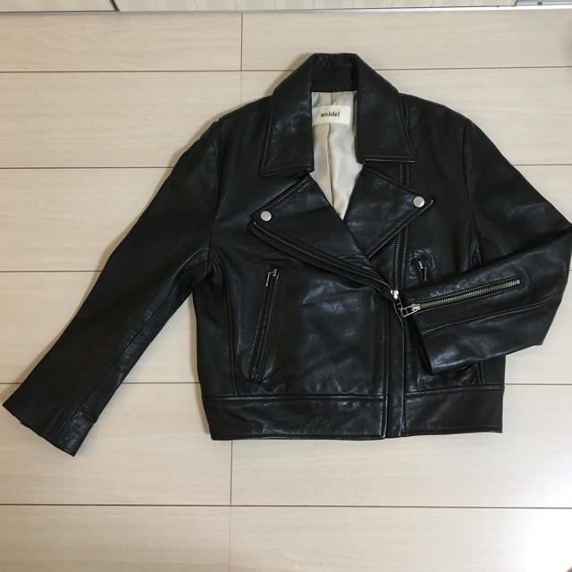 新品未使用】snidel ラムレザー(羊革)切替 ライダースボアジャケット