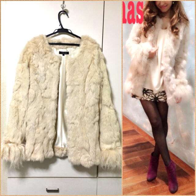 rienda♡ノーカラー♪ラビットファーコート - 毛皮/ファーコート