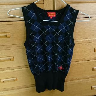 ヴィヴィアンウエストウッド(Vivienne Westwood)の美品♪ ヴィヴィアンウエストウッド ブルー系 チェック ニット ベスト(ニット/セーター)