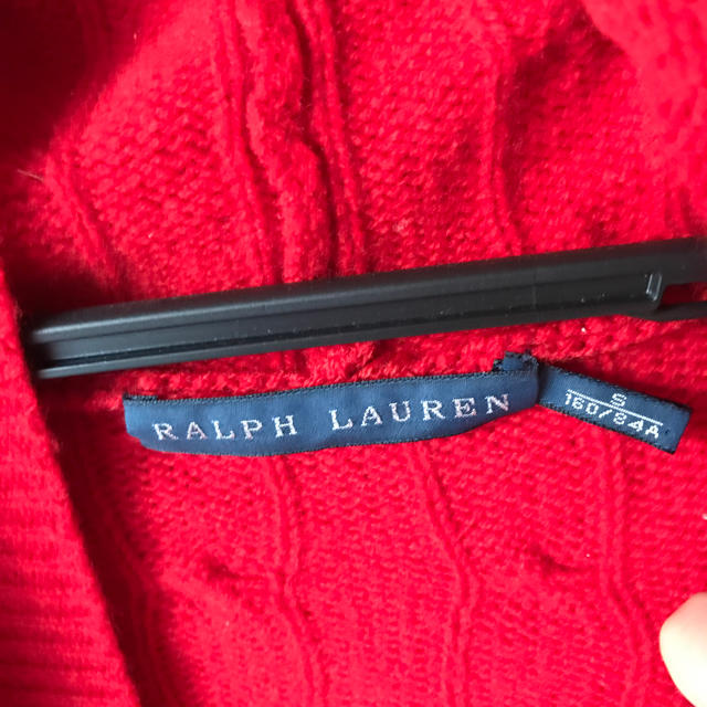 Ralph Lauren(ラルフローレン)のラルフローレン Ralph Lauren 赤ニットポンチョ 赤  レディースのジャケット/アウター(ポンチョ)の商品写真