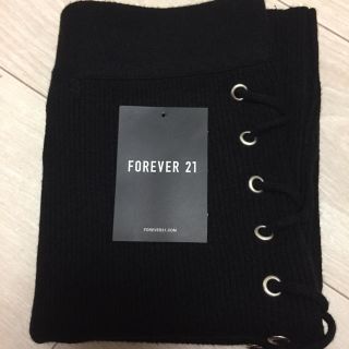 フォーエバートゥエンティーワン(FOREVER 21)のサイドレースアップ タイトニットスカート ブラック(ミニスカート)