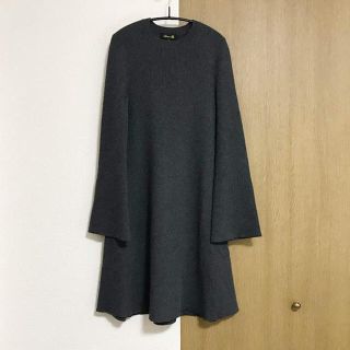 ドゥロワー(Drawer)の15AW ドゥロワー Drawer メリノリブ ニットワンピース チャコール 1(ミニワンピース)