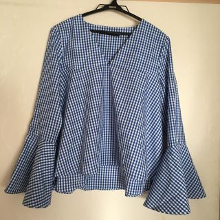 ザラ(ZARA)のZARA ギンガムチェックトップス 美品(シャツ/ブラウス(長袖/七分))