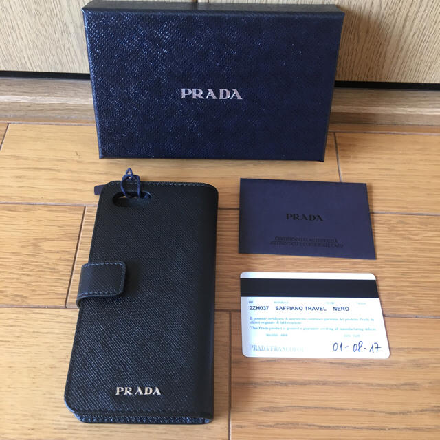 【新品未使用】手帳型iphone7/8 ケース プラダ サフィアーノ NERO | フリマアプリ ラクマ