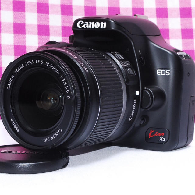 Canon(キヤノン)の❤Wi-Fi対応❤Canon Kiss x2 レンズキット スマホ/家電/カメラのカメラ(デジタル一眼)の商品写真