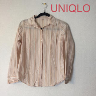 ユニクロ(UNIQLO)の春、入学式　ピンク　オフィス、長袖、UNIQLO、ユニクロ　ブラウス　ストライプ(シャツ/ブラウス(半袖/袖なし))