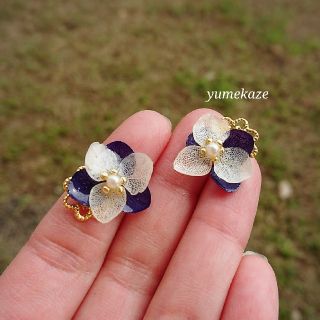 紫陽花❇️ドライフラワー レジン ピアス❤️No.594(ピアス)