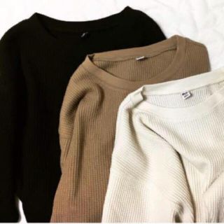 ユニクロ(UNIQLO)の♡専用♡ ワッフルクルーネックT ホワイト L(Tシャツ(長袖/七分))