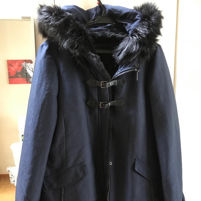 ZARA(ザラ)のZARA ダッフルコートNAVY レディースのジャケット/アウター(ダッフルコート)の商品写真