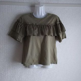 ジーユー(GU)のGU キッズ   フリルTシャツ  カーキ(Tシャツ/カットソー)