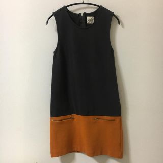 ザラ(ZARA)のザラ 秋色バイカラーのミニワンピース(ミニワンピース)