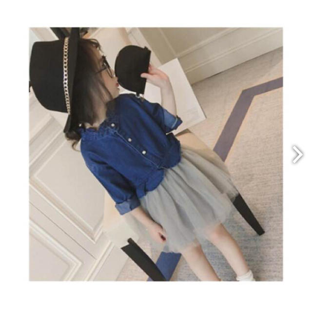 デニムシャツチュールスカートワンピース キッズ/ベビー/マタニティのキッズ服女の子用(90cm~)(ワンピース)の商品写真