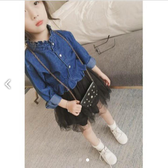 デニムシャツチュールスカートワンピース キッズ/ベビー/マタニティのキッズ服女の子用(90cm~)(ワンピース)の商品写真