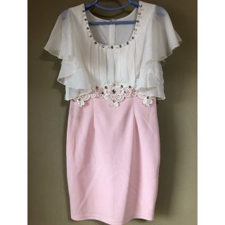 ジュエルズ(JEWELS)の新品未使用キャバドレスワンピース Jewels ピンク シフォンスリーブ(ナイトドレス)