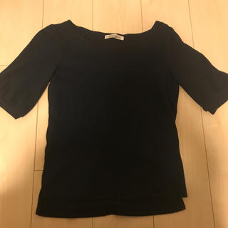 ナチュラルクチュール(natural couture)の5分丈 ネイビーリブＴシャツ(Tシャツ(半袖/袖なし))
