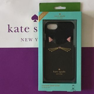 ケイトスペードニューヨーク(kate spade new york)の新品ケイトスペード 可愛い過ぎ猫 iPhone7 レザーケース 10/16発送(iPhoneケース)