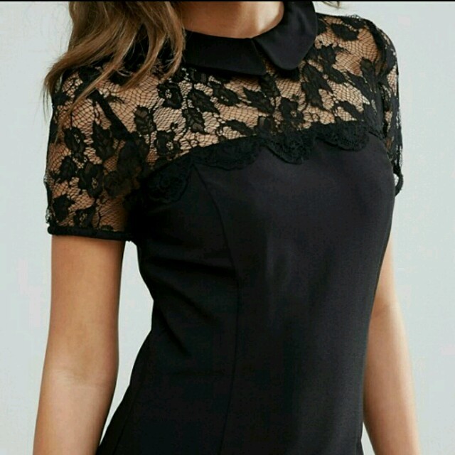 asos(エイソス)のASOS ブラックレースドレス レディースのフォーマル/ドレス(ミニドレス)の商品写真