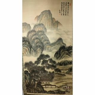 【模写】大軸掛軸 巨匠谷文晁 作『青緑山水図』日本画 絹本 肉筆 ...