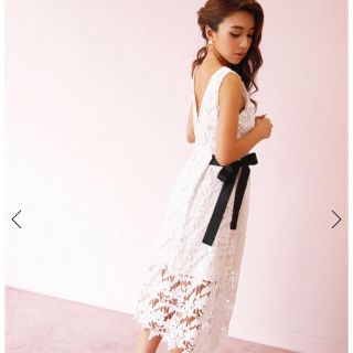 エイミーイストワール(eimy istoire)のeimy istoire  waist ribbon lace dress(ひざ丈ワンピース)