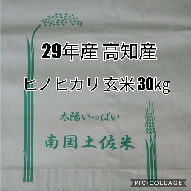 29年産 高知県産 新米 ヒノヒカリ 玄米 30㎏ 食品/飲料/酒の食品(米/穀物)の商品写真