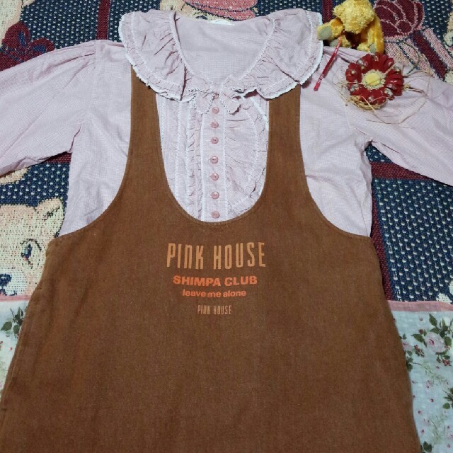 PINK HOUSE(ピンクハウス)のピンクハウス♡茶色デニム地ジャンパースカート レディースのスカート(ロングスカート)の商品写真